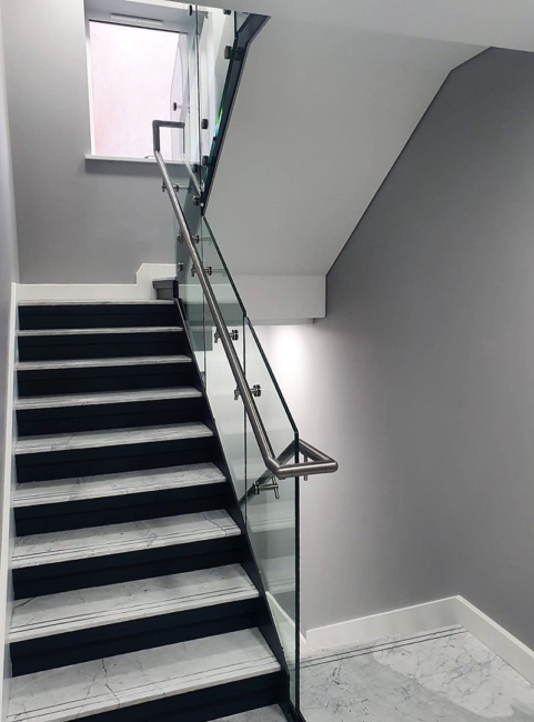 Glass Balustrading on the Prefabricated Stairs we Supplied for Moss Close