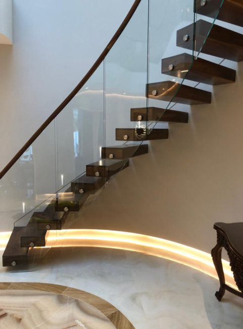 Our Glass Balustrade System Complete with Floating Steps