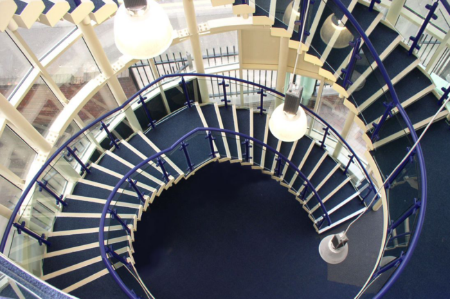 Spiral Glass and Mild Steel Staircase Balustrades
