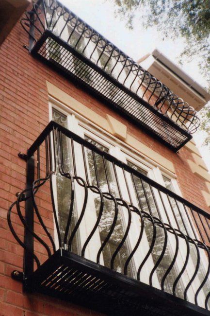 Curved metal juliet balcony