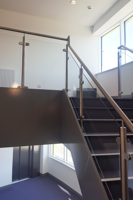 Steel Balustrade with Glass Infills for Stairs