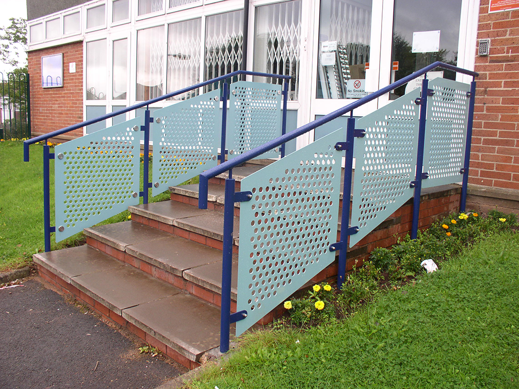 Floor Mounted Stairs with Mesh Balustrade Infills